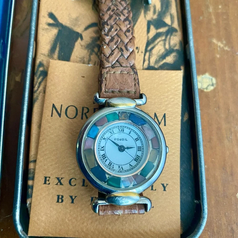 1995 MULTI COLOR STONE FOSSIL WATCH ES-8585